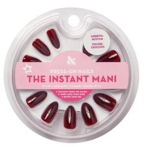 Olive & June The Instant Mani Press-On Nails Obsessed Dark Ruby Red Medium 42ct